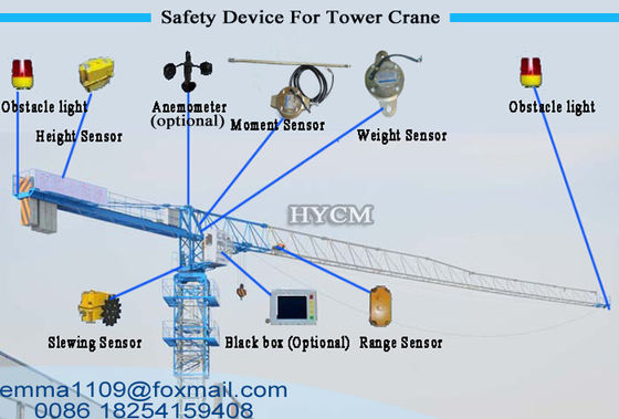 Grúa de torre de 10 toneladas PT6518 65m Jib con mástil de potain Sección 3m